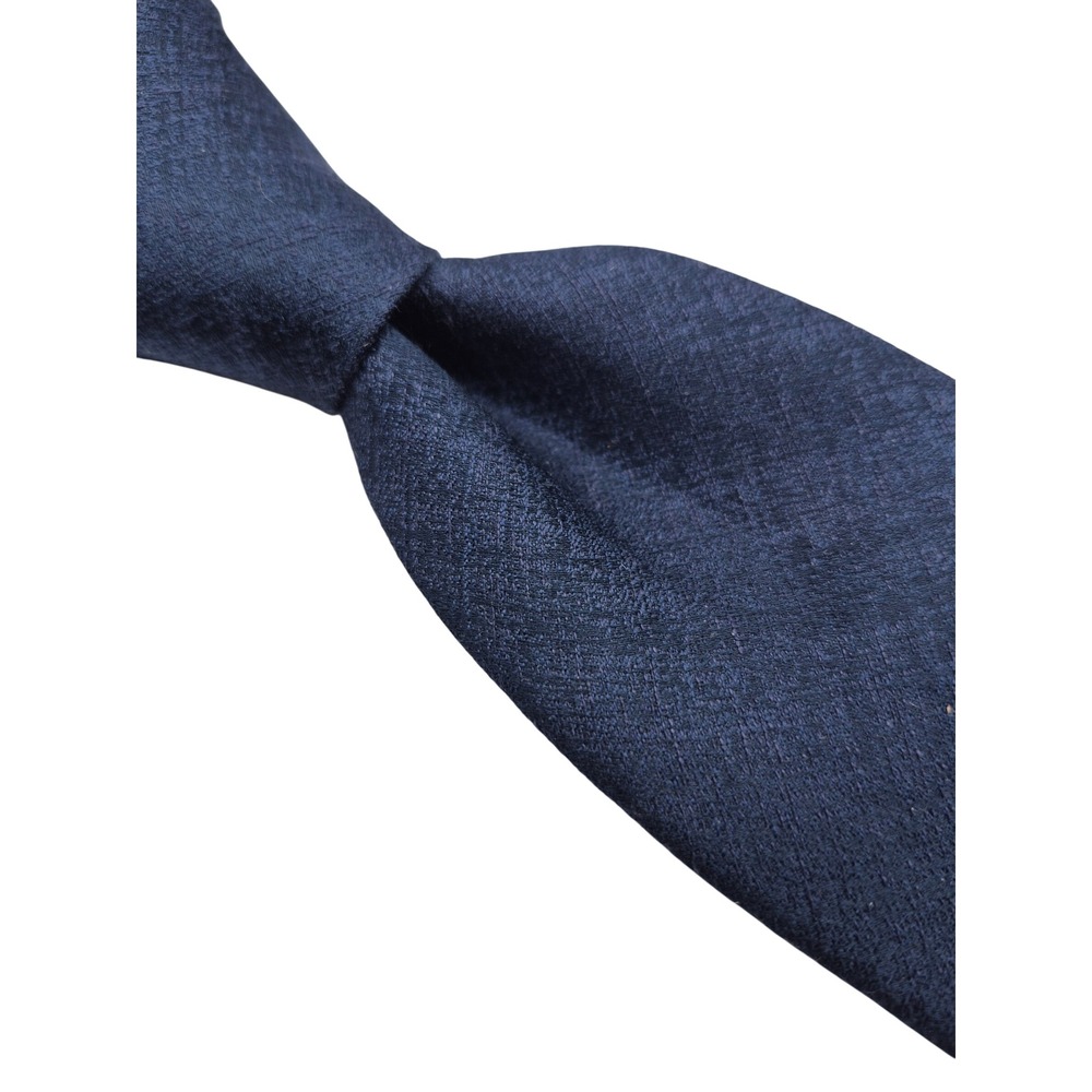 John Varvatos USA Signature Tailored Navy Silk Linen Textured Tie Made in Italy